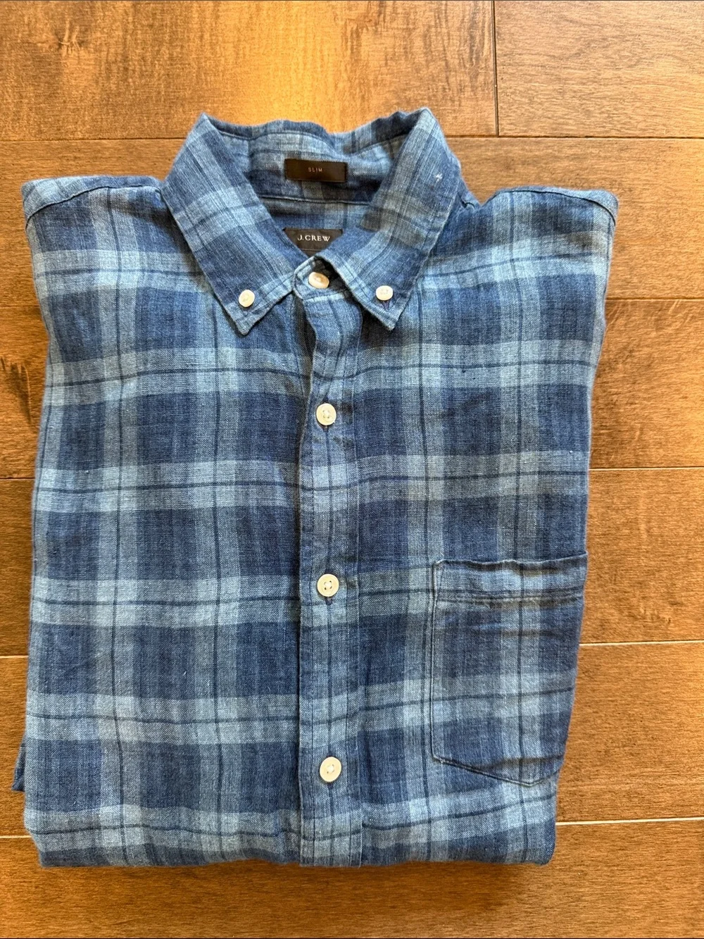 J. Crew Men’s Blue Plaid Button-Down Shirt
